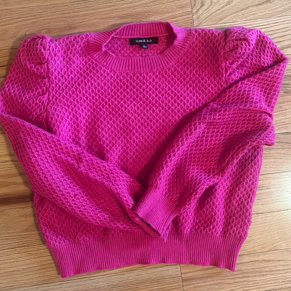 Hot Pink sweater with statement sleeves